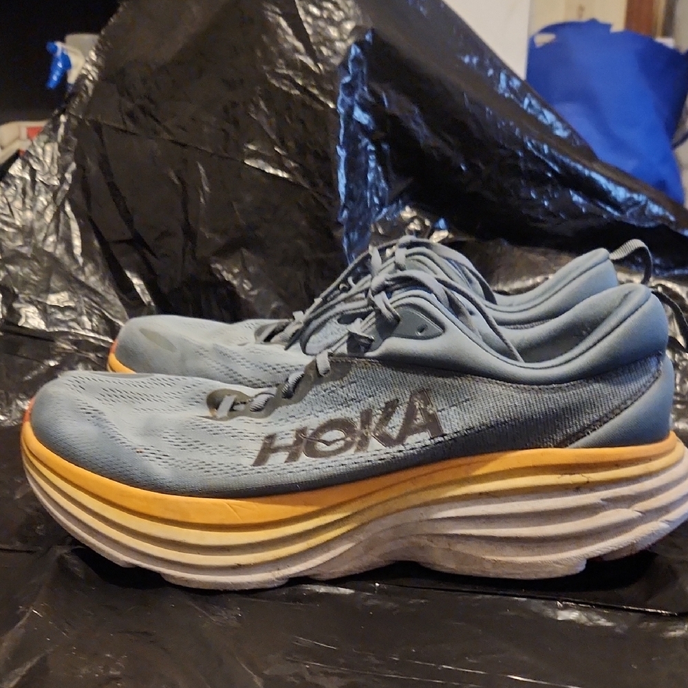 Hoka Blue and Gold Athletic Shoes